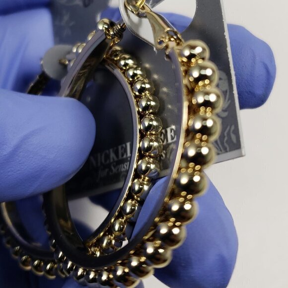 2/$30 Gold tone Dainty Hoop design Leverback Earrings - 1.65" Women's  Jewelry - Picture 5 of 7